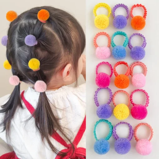 20 diademas de pelo elásticas de bolas de peluche