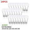 24pcs Bombillas LED E27 E14 B22