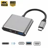 3 en 1 Cub USB-C macho a hembra compatible con HDMI 4k USB 3.1 Tipo-C a USB 3.0 adaptador de carga para Macbook Air 12 convertidor