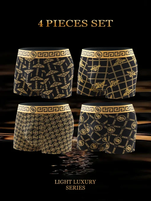 4 Piezas - Boxer masculina, bóxer estampado, calzoncillos