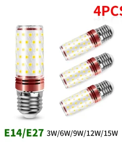 4 UNIDS LED Bombilla Maíz E27 E14