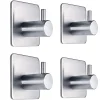 4 ganchos adhesivos para pared, acero inoxidable