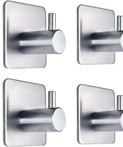 4 ganchos adhesivos para pared, acero inoxidable