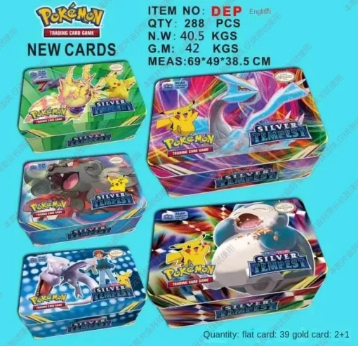 42 PiezasJuego Caja Metal Pokemon