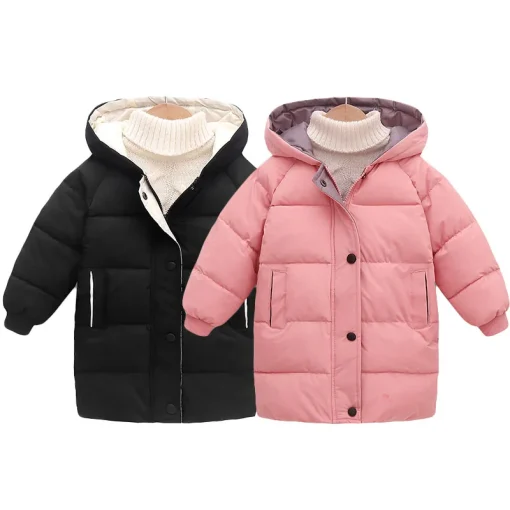 Abrigos largos de otoño e invierno para niños, ropa de algodón para adolescentes, chaquetas acolchadas de algodón para niños y niñas, abrigos gruesos y cálidos