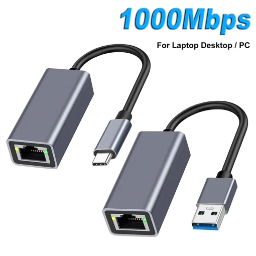 Adaptador Ethernet USB tipo C, 1000 Mbps