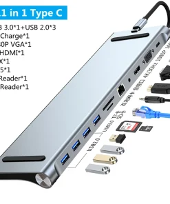 Adaptador USB C 3.0 Dock 1112 en 1