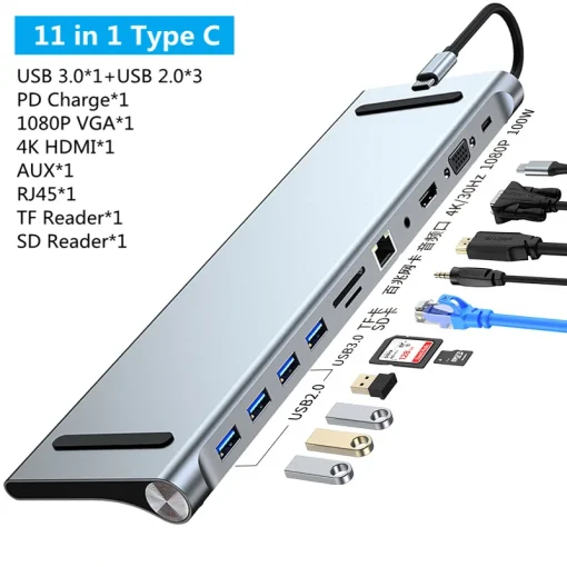 Adaptador USB C 3.0 Dock 1112 en 1