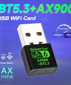 Adaptador WiFi 6 y Bluetooth 5.3, USB, 2 en 1, AX900