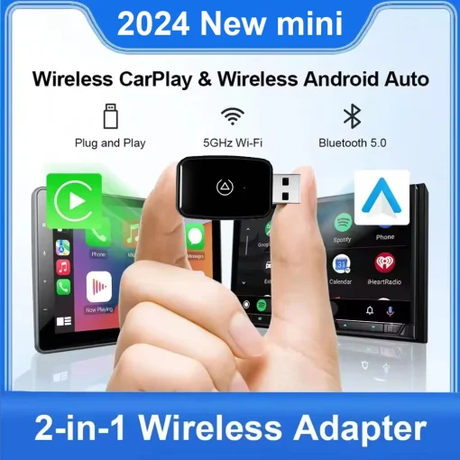 Adaptador Wireless CarPlay Android Auto 2en1