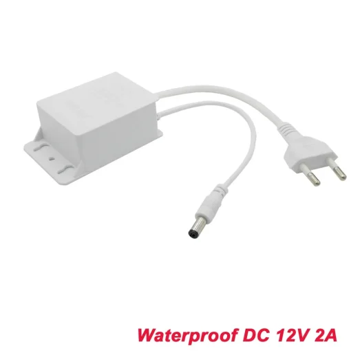 Adaptador de corriente europeo resistente al agua de 12 V y 2 A