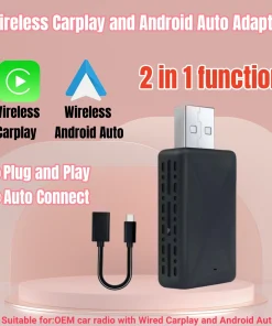 Adaptador inalámbrico CarPlay Android Auto 2 en 1