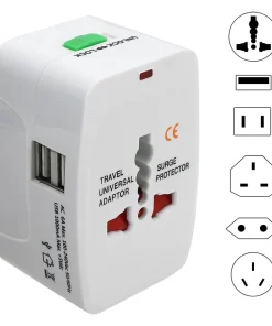 Adaptador universal de enchufes internacional con 2 puertos USB