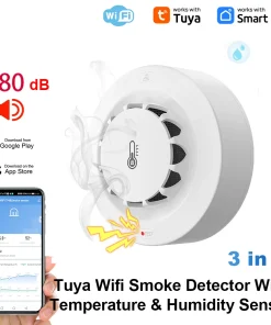 Alarma de humo WiFi Tuya con detección de temperatura y humedad