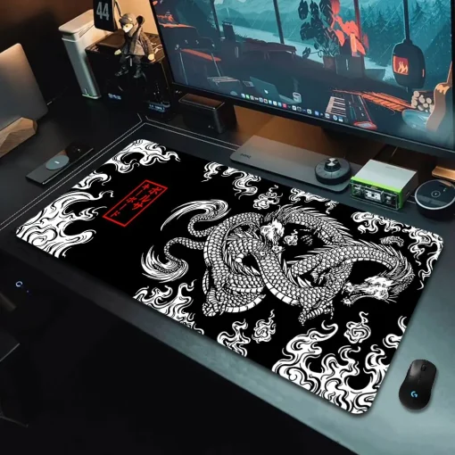 Alfombrilla gaming extragrande (XXL) con dragón japonés