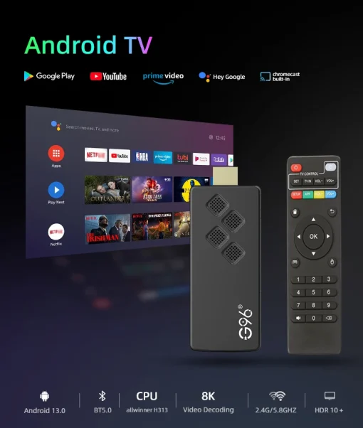 Android 13.0 4K Smart TV Stick ATV H313