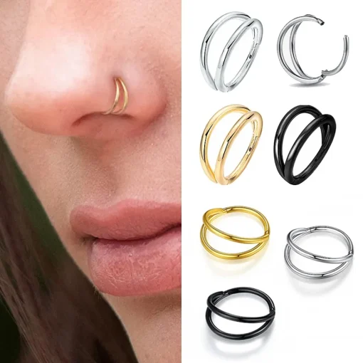 Anillos dobles para nariz, aros para piercing