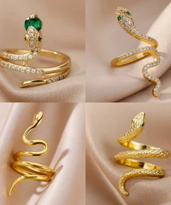 Anillos serpiente mujer hombre dorados