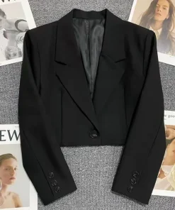 Blazer negro corto Xpqbb mujer tendencia 2024