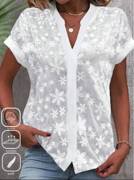 Blusa Encaje Blanco Top Recortado