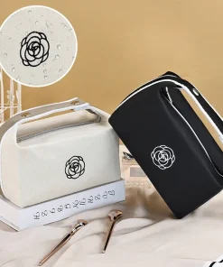 Bolsa de cosméticos amplia, sencilla para mujer, portátil