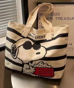 Bolsa de lona Snoopy de gran capacidad para estudiantes femeninas para libros y revisiones de maternidad