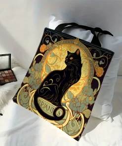 Bolsa de mano de gato negro noble retro