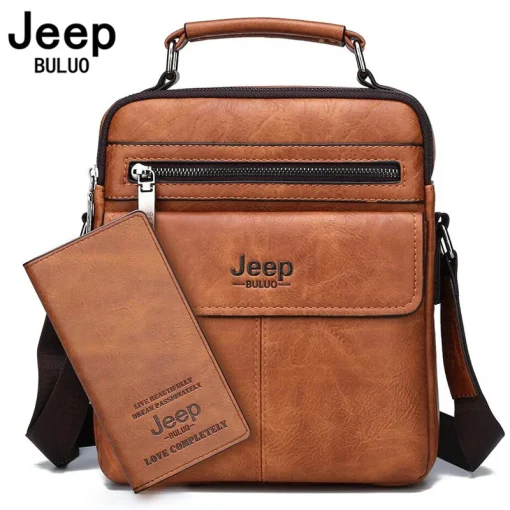 Bolso bandolera de piel JEEP BULUO para hombre