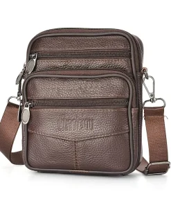 Bolso bandolera de piel auténtica vertical para hombre