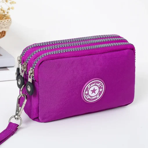 Bolso con cremallera larga de tres capas engrosado