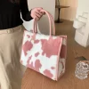 Bolsos tote de diseño de piel sintética de leopardo de invierno