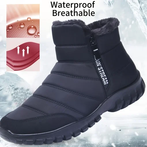 Botas De Tobillo Para Nieve De Algodón Cálidas Impermeables