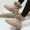 Botas de nieve de felpa gruesas para mujer, botas de invierno antideslizantes de ante sintético, zapatos acolchados de algodón para mantener el calor