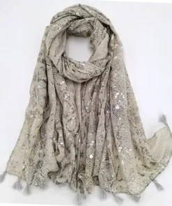 Bufanda Chal Pashmina brillante de viscosa con borlas