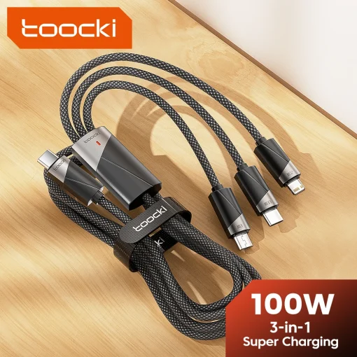 Cable 3 en 1 Toocki Tipo C a USB C Micro Lightning