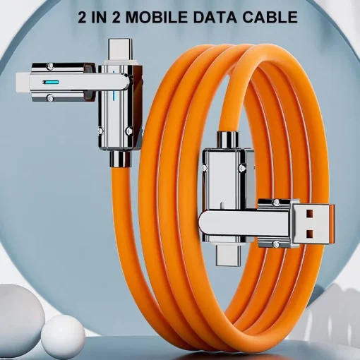 Cable USB-C 2 en 1, 66W, carga rápida