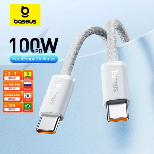 Cable USB-C Baseus 100W para iPhone