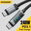 Cable de carga rápida de 100 W PD 3.1 de Essager 240 W tipo C a tipo C