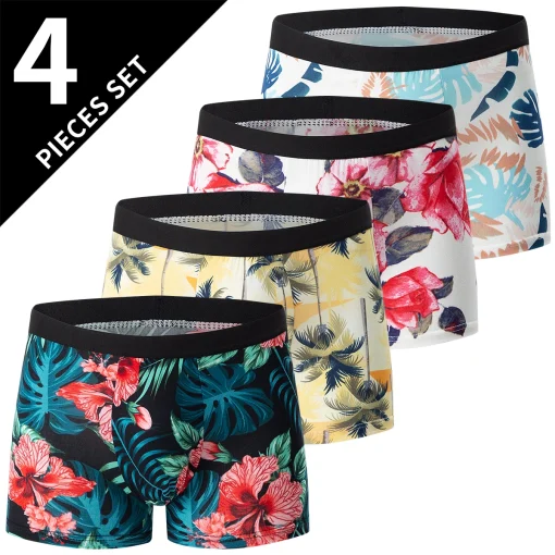 Calzoncillos florales de moda para hombre (4 piezas)