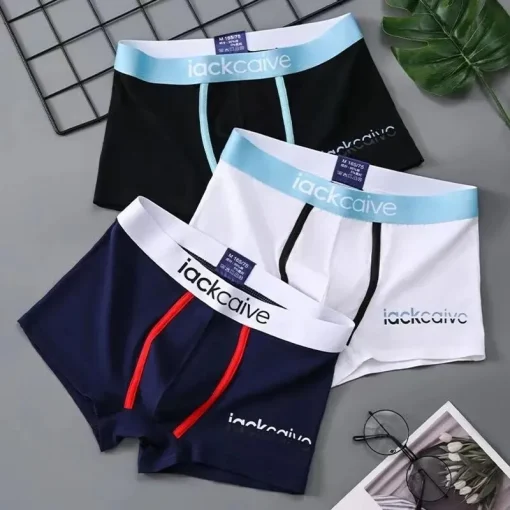 Calzoncillos masculinos de 3 piezas Ropa interior de algodón para hombre