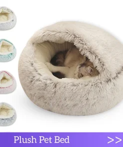 Cama redonda para gatos y perros de peluche suave