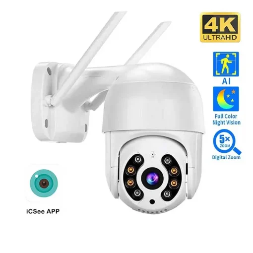 Cámara IP 4K 8MP, Cámara PTZ Seguim. Auto 5MP