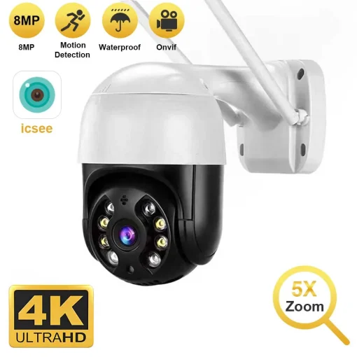 Cámara IP PTZ Wifi 4K 8MP exterior H.265