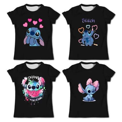 Camiseta Kawaii Stitch para niñas, ropa infantil