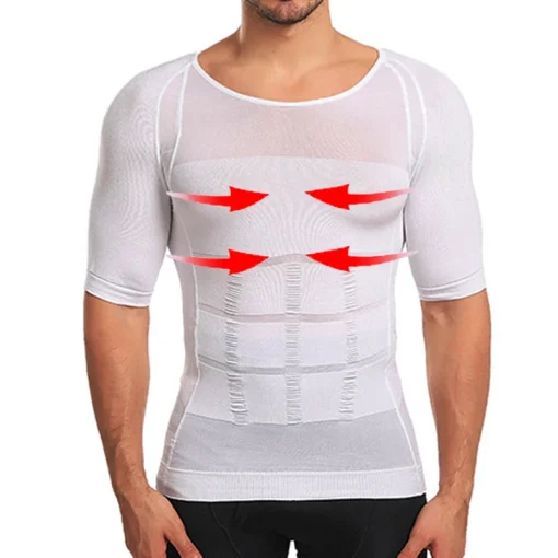 Camiseta de manga corta ajustada moldeadora del cuerpo para hombre