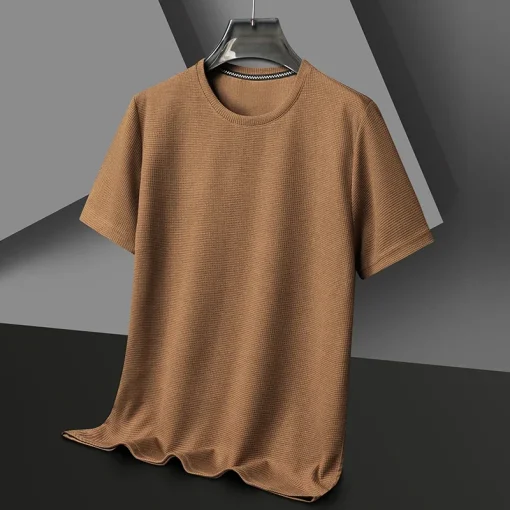 Camiseta de manga corta con cuello redondo y gofrado para hombre