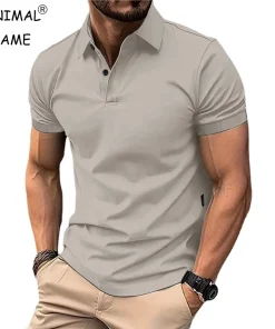 Camiseta de polo casual para hombre, manga corta