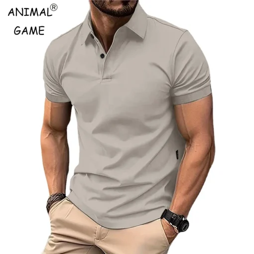 Camiseta de polo casual para hombre, manga corta