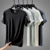 Camiseta deportiva de secado rápido y transpirable para hombre de seda helada de alta calidad, de manga corta, para verano, absorbe el sudor