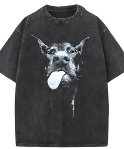 Camiseta gótica para hombre con estampado de perro